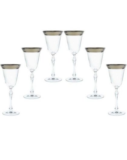 6 чаши за бяло вино "Парус" сребърен кант