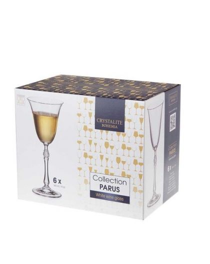 6 Bohemia Crystal white wine glasses with silver