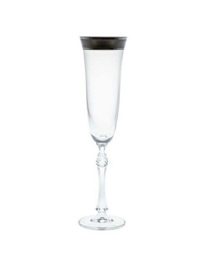 6 Bohemia Crystal red wine glasses with silver colored kant Parus - Vip  Shop Italy