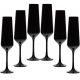 6 черни кристални чаши за шампанско "Сандра"