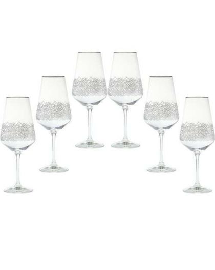 6 Bohemia crystal red wine glasses