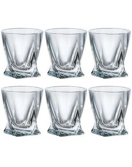 6 Bohemia Crystal liquor glasses "Quadro"