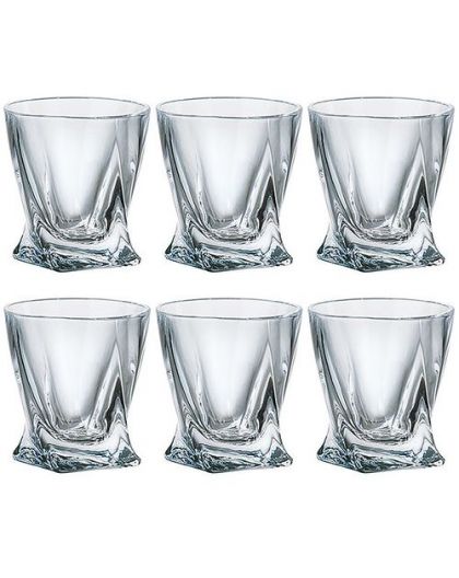 6 Bohemia Crystal liquor glasses "Quadro"