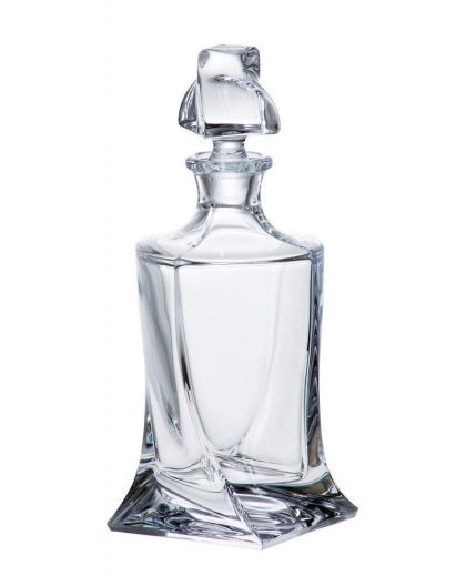 6 Bohemia crystal glasses and carafe for whiskey "Quadro"