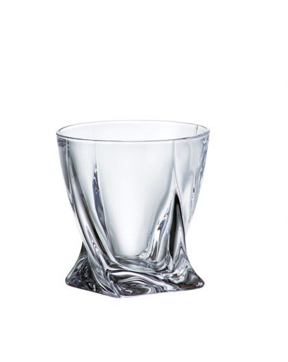 6 Bohemia crystal glasses and carafe for whiskey "Quadro"