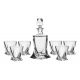 6 Bohemia crystal glasses and carafe for whiskey "Quadro"