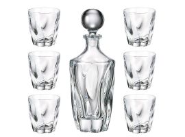 6 bohemia crystal glasses for whiskey and decanter "Barley Twist"