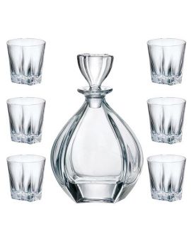6 bohemia crystal glasses for whiskey and decanter "Laguna"