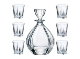 6 bohemia crystal glasses for whiskey and decanter "Laguna"