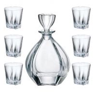 6 bohemia crystal glasses for whiskey and decanter "Laguna"