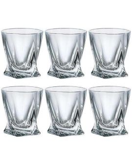 6 Bohemia Crystal glasses for whiskey "Quadro"