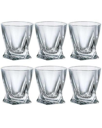 6 Bohemia Crystal glasses for whiskey "Quadro"