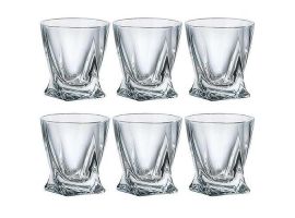 6 Bohemia Crystal glasses for whisky "Quadro"