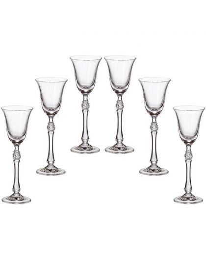 6 bohemia crystal glasses for liquor "Parus"