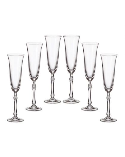 6 bohemia crystal glasses for Champagne "Parus"
