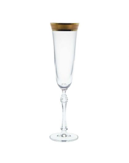 6 кристални чаши за шампанско "Парус" злато кант