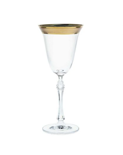 6 Bohemia Crystal white wine glasses with gold colored kant "Parus"