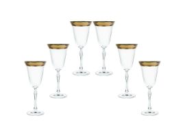6 кристални чаши за червено вино "Парус" злато кант