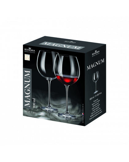 2 Bohemia Crystal  Red wine glasses "Magnum"