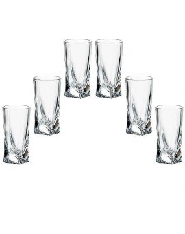 6 Bohemia Crystal Liquor glasses "Quadro"