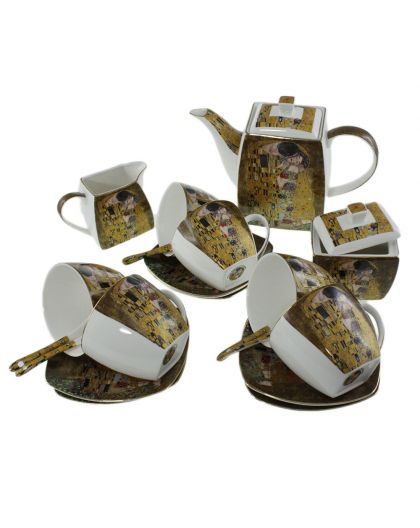 Tea set, "The Kiss" series on a gold background