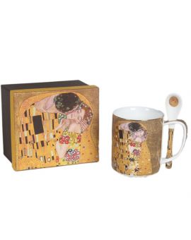 Подаръчна чаша за чай-финес от серията "Целувката" на златен фон