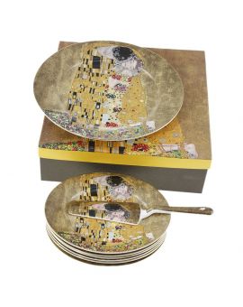Porcelain Cake set "The Kiss" series on a gold background