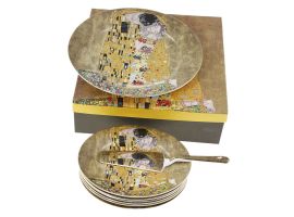 Porcelain Cake set "The Kiss" series on a gold background