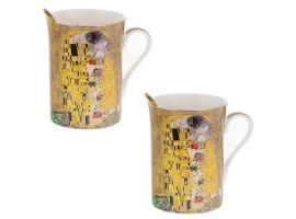 Set of two cups with spoon "The Kiss"