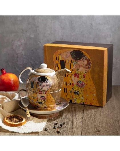 Tea set - single " The Kiss" series on a gold background