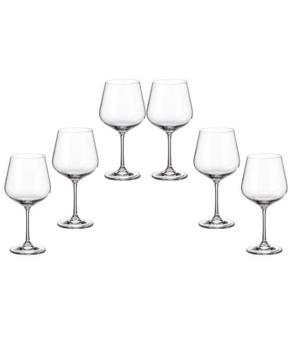 6 bohemia crystal red wine glasses "Strix" 600 ml