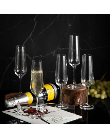 6 Bohemia Crystal  Champagne glasses "Fiora Tori"