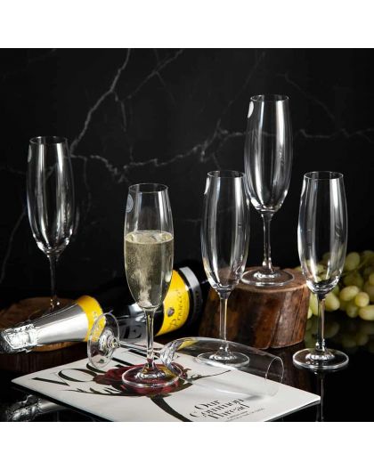 6 Bohemia Crystal  Champagne glasses "Fiora"