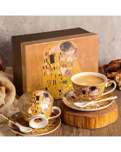 Set of two coffee cups "The Kiss"