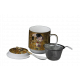 Чаша с капаче за чай от серията "Целувката" на златен фон