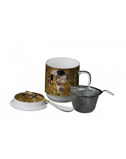 Cup for tea "The Kiss" series on a gold background