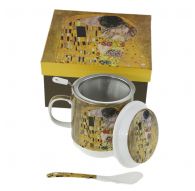 Cup for tea "The Kiss" series on a gold background