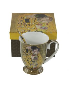 Cup for tea - elegant "The Kiss" series on a gold background