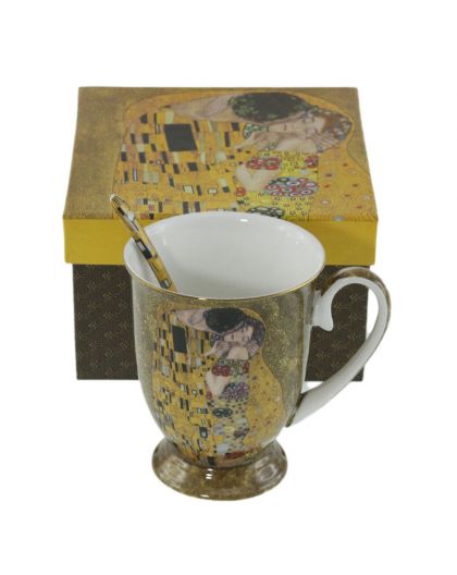 Чаша за чай-елегант от серията "Целувката" на златен фон