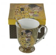 Cup for tea - elegant "The Kiss" series on a gold background