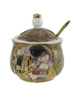 Sugar bowl, "The Kiss" series on a gold background