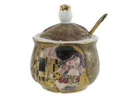 Sugar bowl, "The Kiss" series on a gold background
