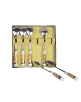 Set of teaspoons "The Kiss" series on a gold background