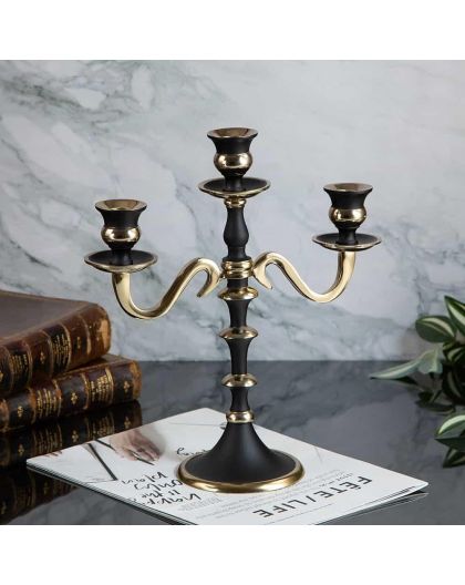 Candlestick Black / Golden, 30CM