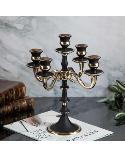 Candlestick Black / Golden, 5 candles