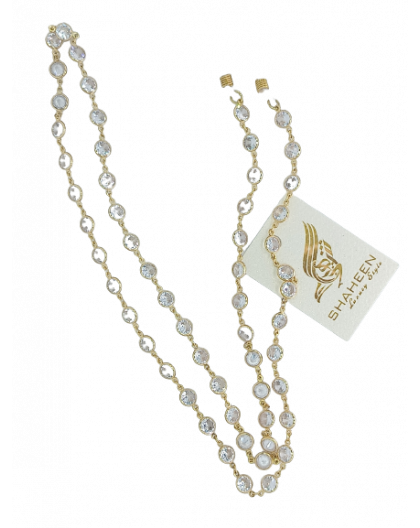 Eyewear chain in gold color with zircons