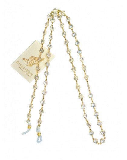 Eyewear chain in gold color with zircons