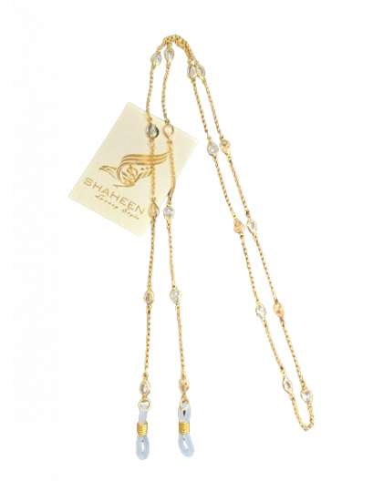 Eyewear chain "Tears" in golden color with zircons