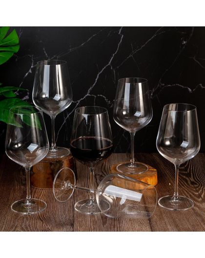6 bohemia crystal red wine glasses "Strix" 580ml