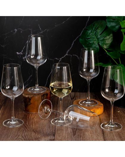 6 bohemia crystal white wine glasses "Strix" 360ml
